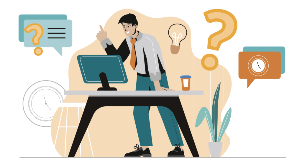 Illustration of a professional IT person coordinating a complex IT project