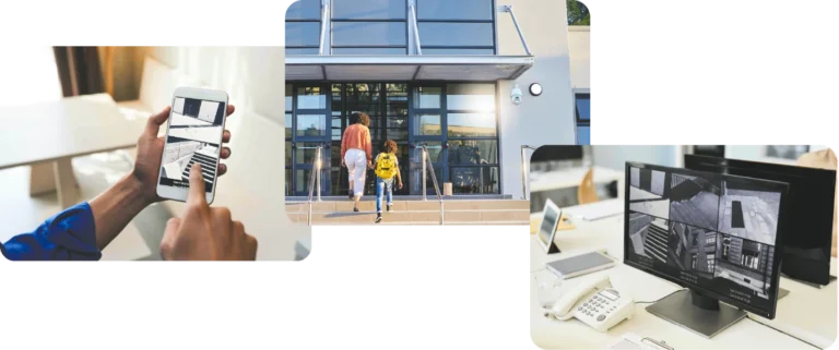 Remote security camera monitoring on mobile device with Pittsburgh school surveillance system